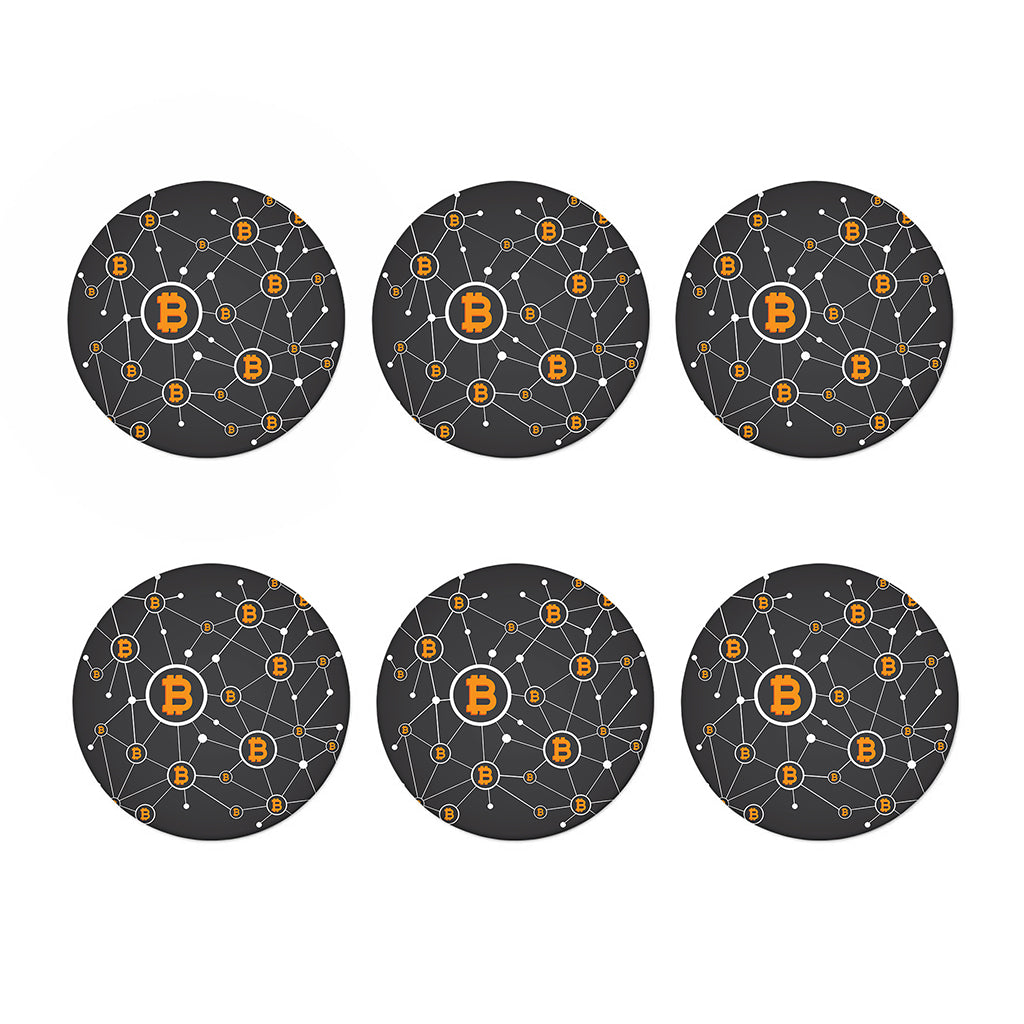 Bitcoin Connection Pattern Print Coaster Set