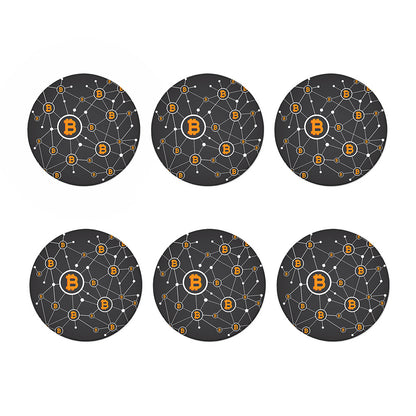 Bitcoin Connection Pattern Print Coaster Set