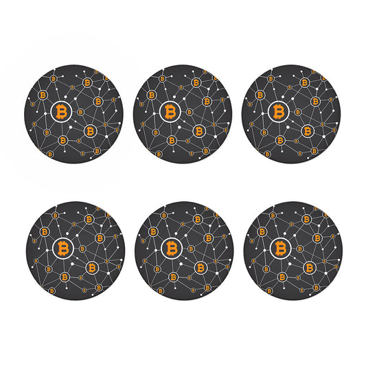 Bitcoin Connection Pattern Print Coaster Set