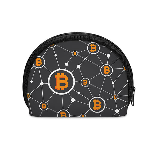 Bitcoin Connection Pattern Print Coin Purse
