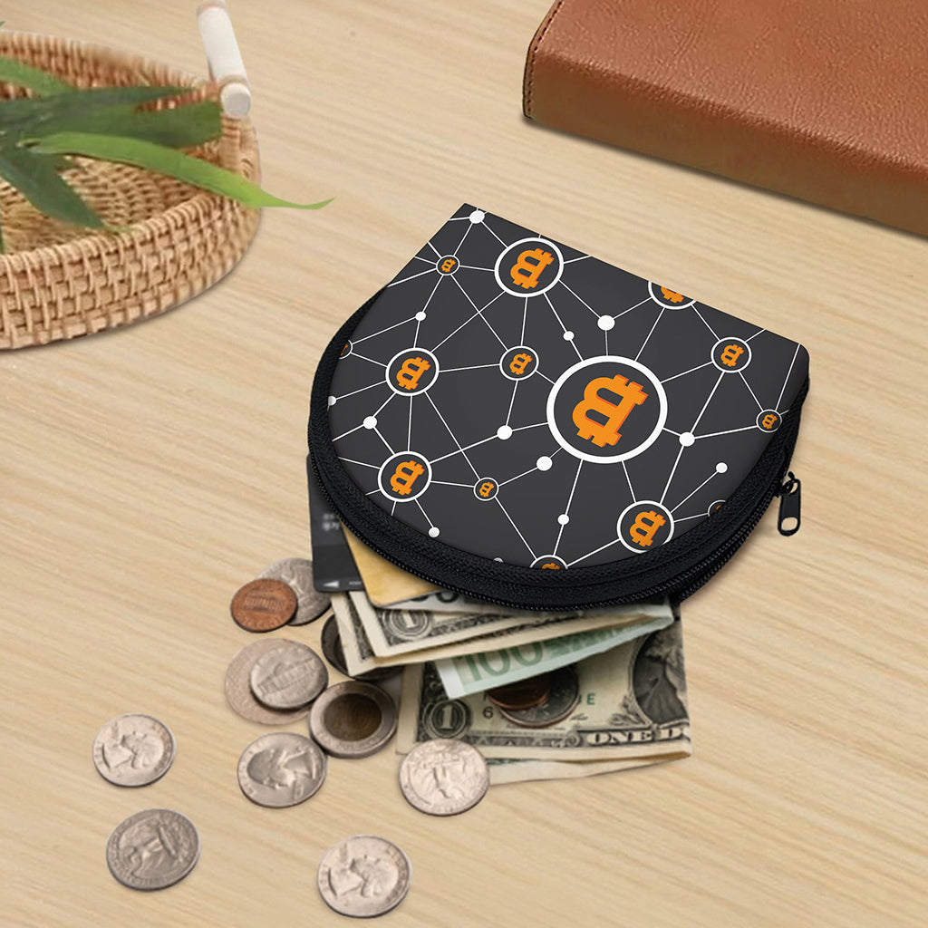 Bitcoin Connection Pattern Print Coin Purse