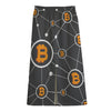 Bitcoin Connection Pattern Print Cotton Front Slit Maxi Skirt