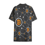 Bitcoin Connection Pattern Print Cotton Hawaiian Shirt