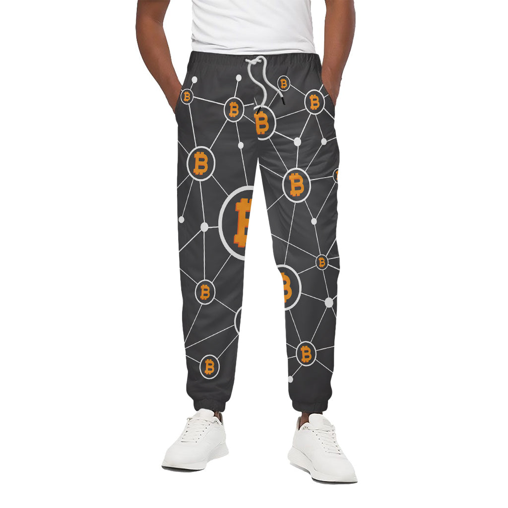 Bitcoin Connection Pattern Print Cotton Pants