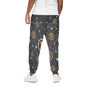 Bitcoin Connection Pattern Print Cotton Pants