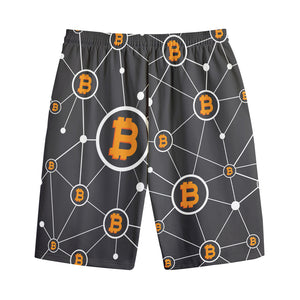 Bitcoin Connection Pattern Print Cotton Shorts