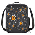 Bitcoin Connection Pattern Print Crossbody Lunch Bag