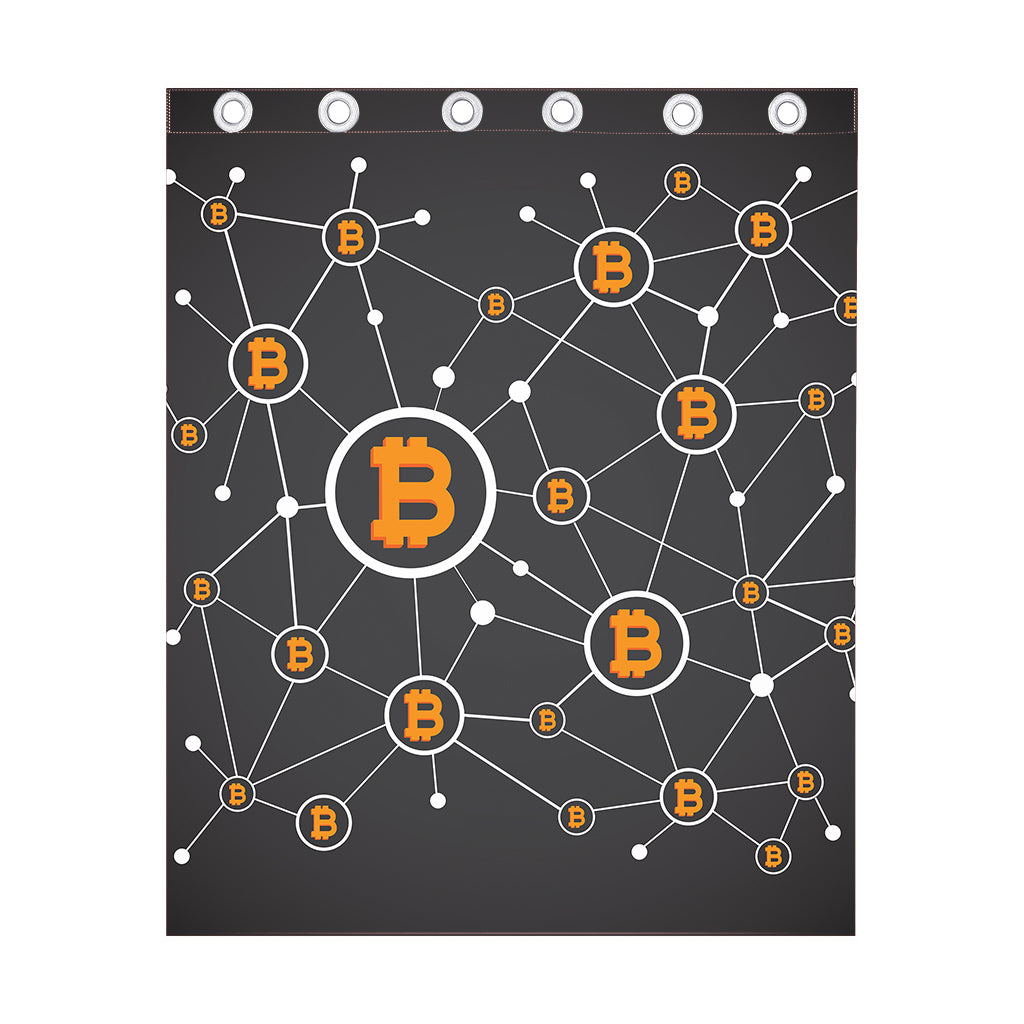 Bitcoin Connection Pattern Print Curtain