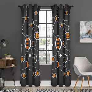 Bitcoin Connection Pattern Print Curtain