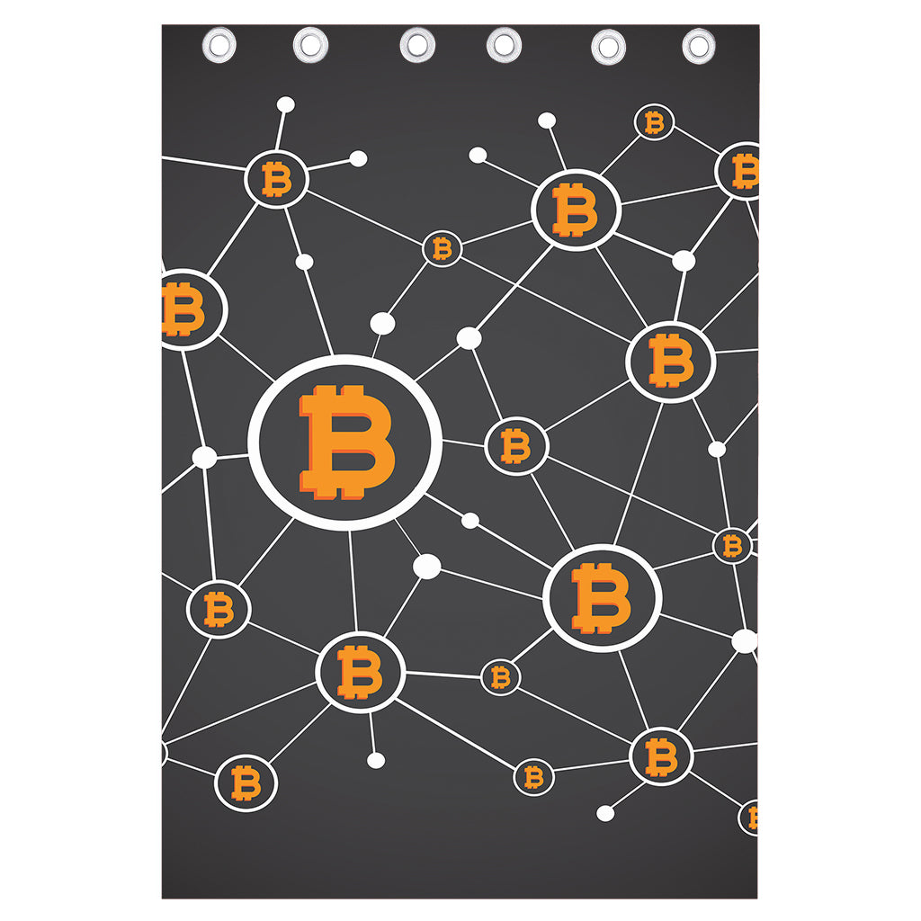 Bitcoin Connection Pattern Print Curtain