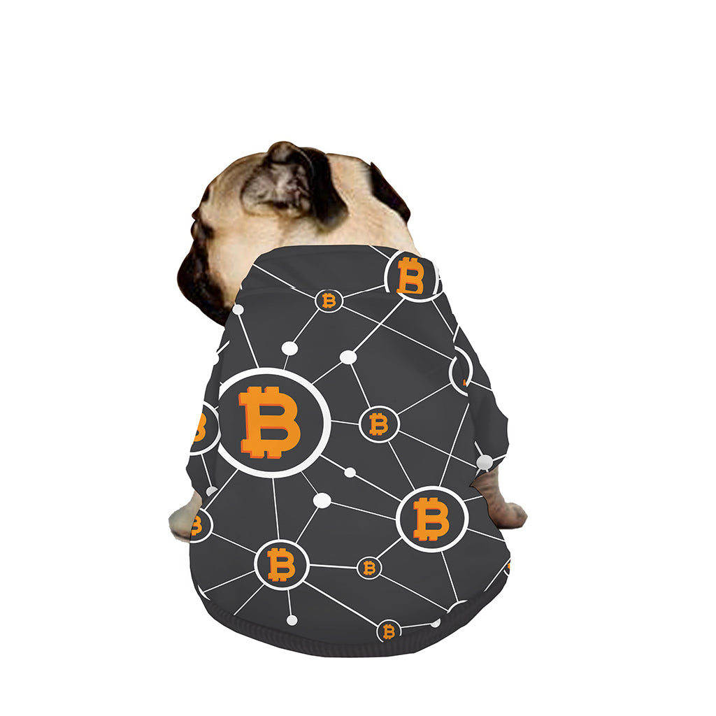 Bitcoin Connection Pattern Print Dog Zip Up Jacket