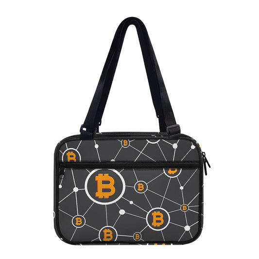 Bitcoin Connection Pattern Print Double Strap Bible Bag