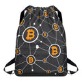 Bitcoin Connection Pattern Print Drawstring Backpack