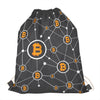 Bitcoin Connection Pattern Print Drawstring Bag