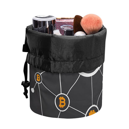 Bitcoin Connection Pattern Print Drawstring Makeup Bag