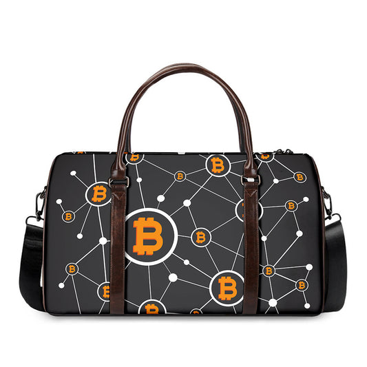 Bitcoin Connection Pattern Print Duffle Bag