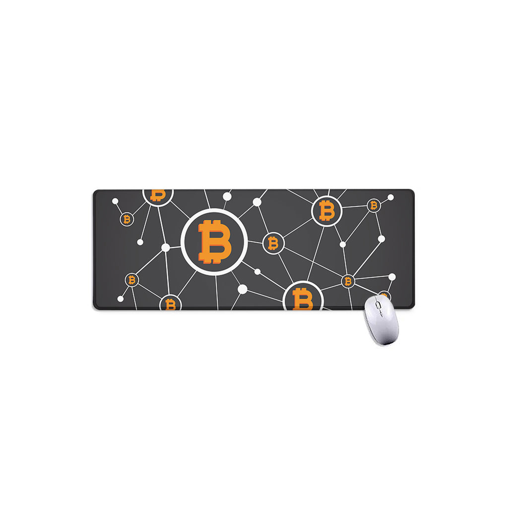 Bitcoin Connection Pattern Print Extended Mouse Pad