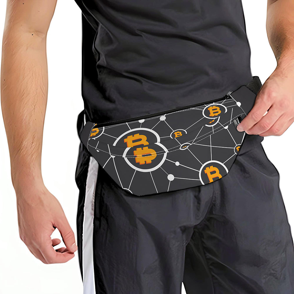 Bitcoin Connection Pattern Print Fanny Pack