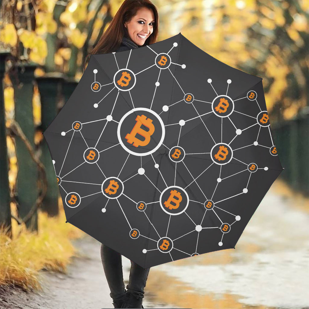 Bitcoin Connection Pattern Print Foldable Umbrella