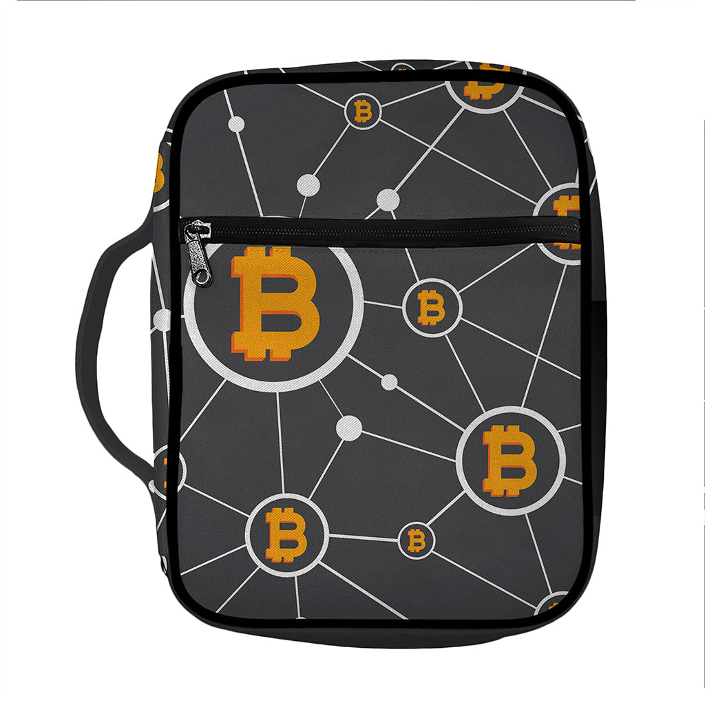 Bitcoin Connection Pattern Print Front Pocket Bible Bag