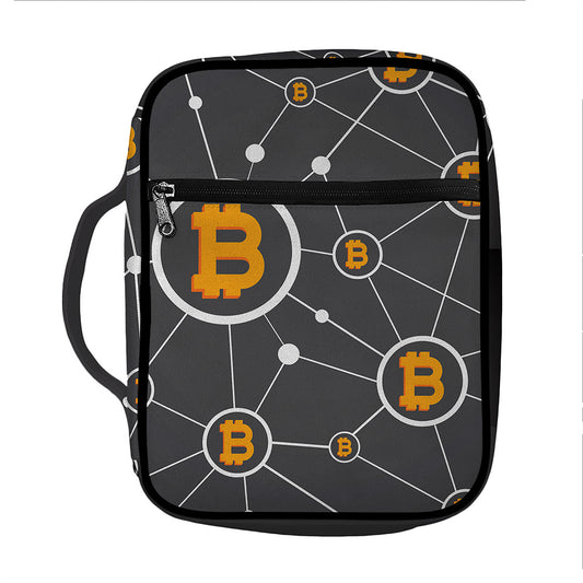 Bitcoin Connection Pattern Print Front Pocket Bible Bag