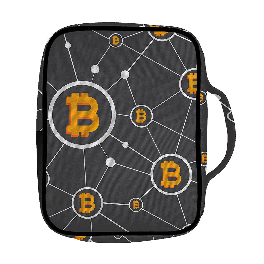 Bitcoin Connection Pattern Print Front Pocket Bible Bag