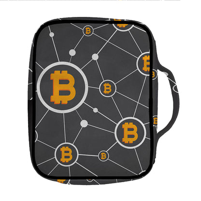 Bitcoin Connection Pattern Print Front Pocket Bible Bag