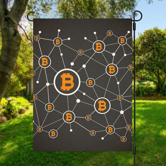 Bitcoin Connection Pattern Print Garden Flag