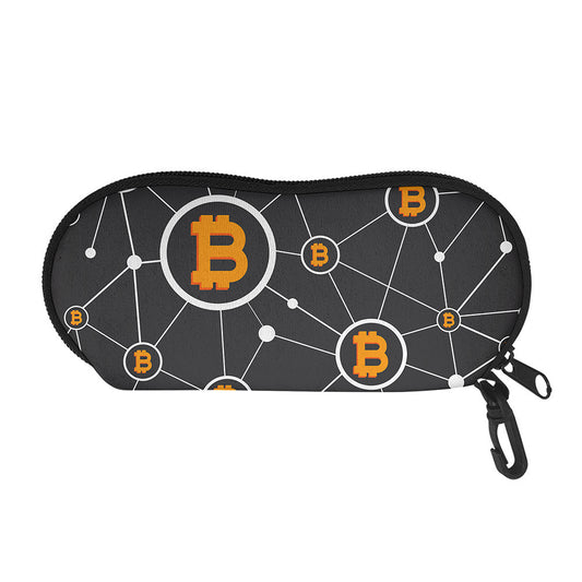 Bitcoin Connection Pattern Print Glasses Case