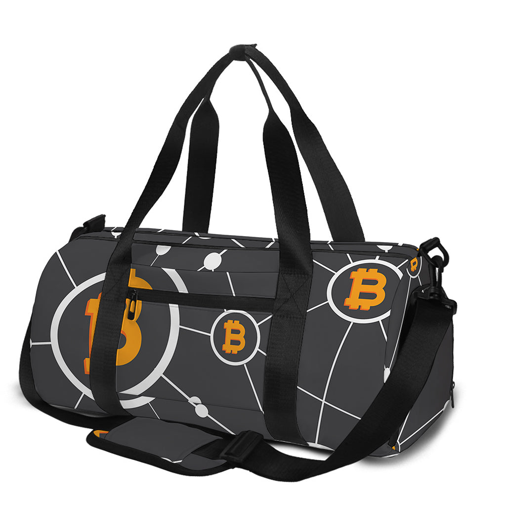 Bitcoin Connection Pattern Print Gym Bag