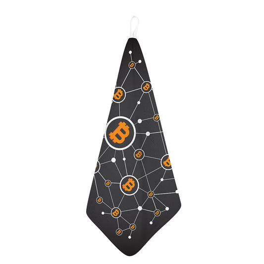 Bitcoin Connection Pattern Print Hand Towel