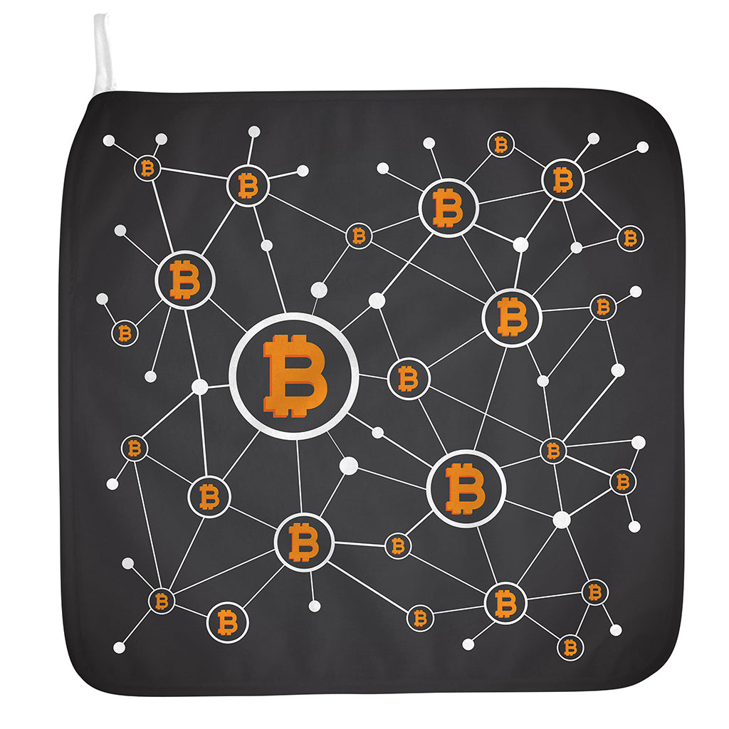 Bitcoin Connection Pattern Print Hand Towel