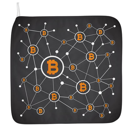 Bitcoin Connection Pattern Print Hand Towel