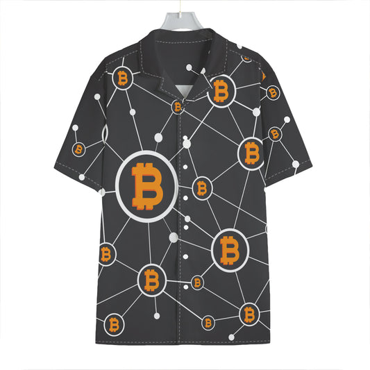 Bitcoin Connection Pattern Print Hawaiian Shirt