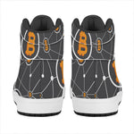 Bitcoin Connection Pattern Print High Top Leather Sneakers