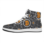 Bitcoin Connection Pattern Print High Top Leather Sneakers