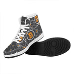 Bitcoin Connection Pattern Print High Top Leather Sneakers