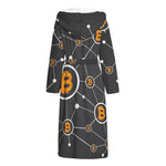 Bitcoin Connection Pattern Print Hooded Bathrobe