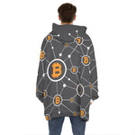 Bitcoin Connection Pattern Print Hoodie Blanket