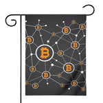 Bitcoin Connection Pattern Print House Flag