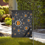 Bitcoin Connection Pattern Print House Flag