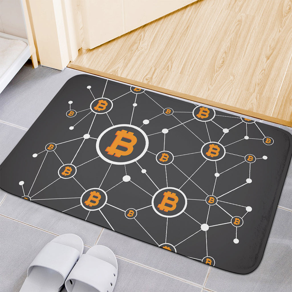 Bitcoin Connection Pattern Print Indoor Door Mat