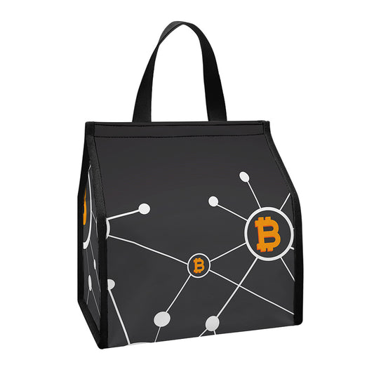 Bitcoin Connection Pattern Print Insulated Lunch Tote