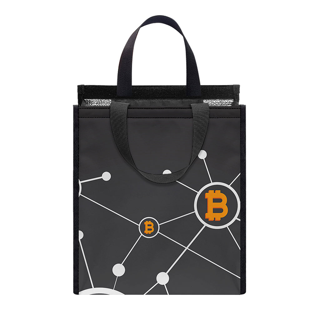 Bitcoin Connection Pattern Print Insulated Lunch Tote