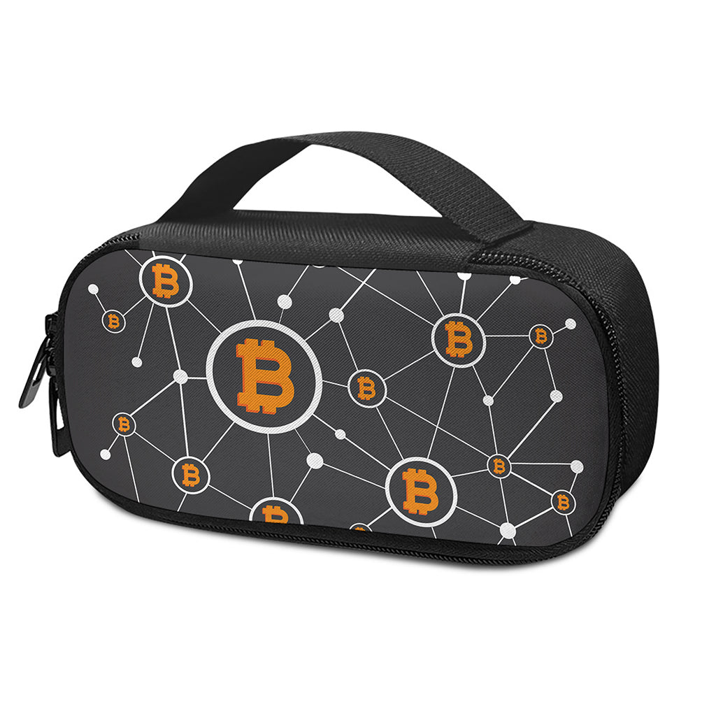 Bitcoin Connection Pattern Print Insulin Cooler Travel Case