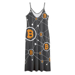 Bitcoin Connection Pattern Print Jersey Midi Cami Dress