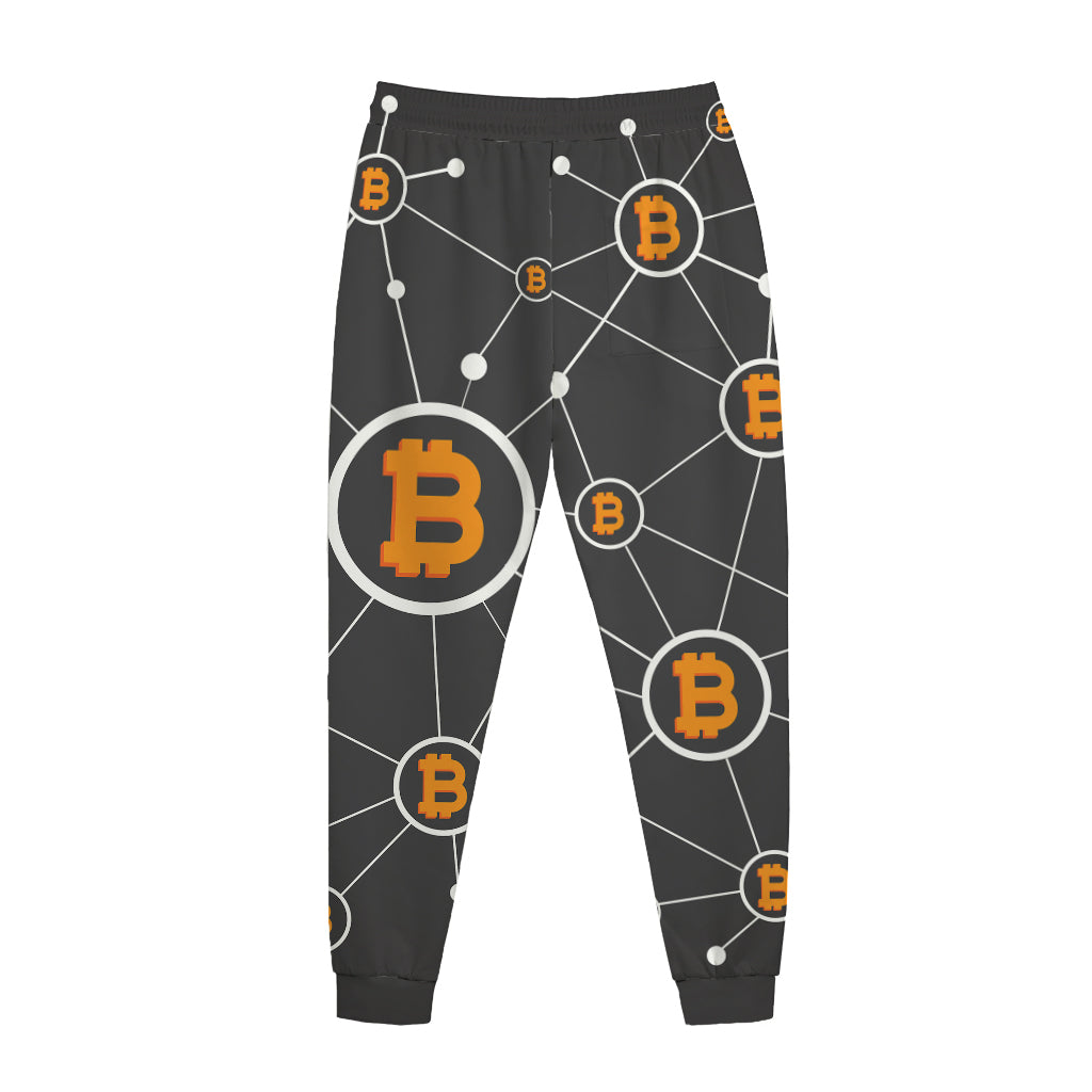 Bitcoin Connection Pattern Print Jogger Pants