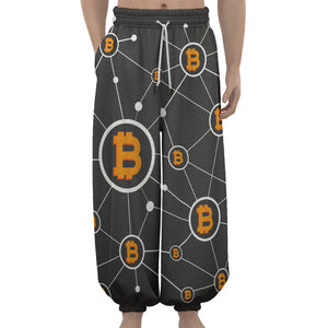 Bitcoin Connection Pattern Print Lantern Pants