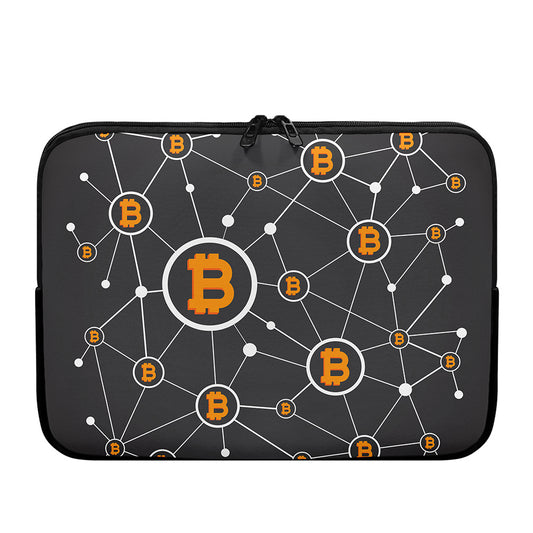Bitcoin Connection Pattern Print Laptop Sleeve