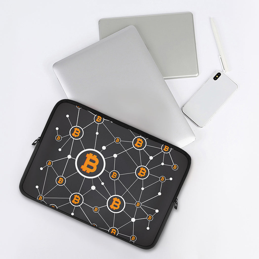 Bitcoin Connection Pattern Print Laptop Sleeve